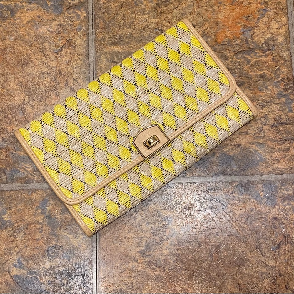 MMS Designs yellow purse/handbag/clutch with gold chain